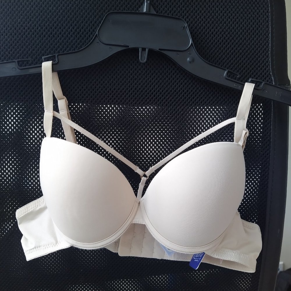 Nude Push Up Front Strap Bra Set